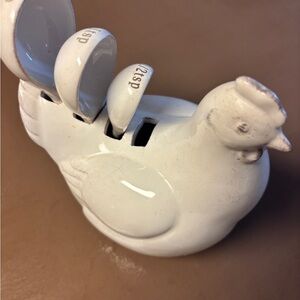 Source Unknown White Chicken Measuring Spoon Holder